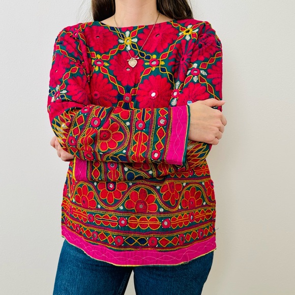 Indian handmade embroidery jacket Bohemian Mirror Work Ethnic Floral - Picture 7 of 12